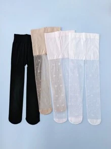 4 件套女童舞蹈紧身裤，纯色紧身打底裤，弹力透气，适合婴儿、儿童和青少年，适合春夏季 - 彩色 - 查看 35