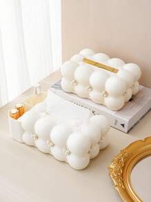 1 Stück Süßigkeiten Taschentuchbox, Dekor mit Kunstperle, multifunktionale Aufbewahrungsbox, geeignet für Wohnzimmer, Fernbedienungsaufbewahrung, Küchenrollenhalter, Taschentuchbox schwarz, Taschentuchhalter, weiße Taschentuchbox, Taschentuchhalter, weiß, Feuchttücherhalter, Servietten Halter, für Familienfeiern, für Zuhause Küche Schlafzimmer Wohnzimmer Esszimmer, Wohndekoration Accessoires, dekorative Box, Geschenk zur Hochzeit für Frauen, Sommerfestival Reisebedarf