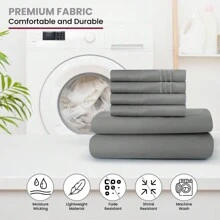 LUX DECOR 6-Piece Embroidered Bed Sheet Set – Brushed Microfiber, Deep Pocket, Lightweight & Breathable – Graduation Gifts, Home Decor, Sleep Protection For Dorms, Student Beds, Back‑To‑School Gift, Soft Bed Linens, Comfortable Sleep, Luxury Bed Set, Valentine's Day Bedroom, Spring Bedding Refresh, Guest Room Essentials, Dorm Room Bedding, Premium Bed Linens, Easy Care Sheets, Hypoallergenic Fabric, Year-Round Comfort, Master Bedroom Update, Matching Bedding Set, Hotel Quality Linens - 深灰色 - 查看 7