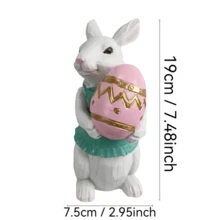 1 件可爱兔子雕像，手拿胡萝卜和复活节彩蛋，树脂家居装饰，适用于花园、客厅、办公室