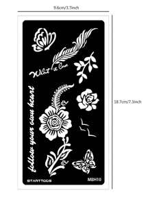 6pcs Hollow Tattoo Stencils, Multi-Pattern Including Flowers, Butterflies, Roses, Stars, Hearts, Suitable For Couples, Waterproof & Wearable For Fingers, Ears, Shoulders, Necks, Collarbones, Unisex