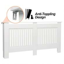 Radiator Cover Heater Cover Cabinet Radiator Shelf MDF Wood Vertical Slat White Grey Radiator Covers Living Room Furniture - White - View 4