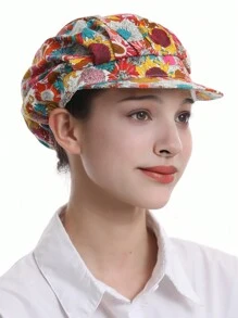 1pc Floral Printed Polyester Hair Band, Soft, Sweat-Absorbent, Dustproof, Adjustable, Breathable, , Washable, Oil-Resistant, Non-Pilling, Well-Crafted, Suitable For Restaurant, Kitchen, Workshop, Travel, Fashion, Work