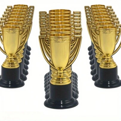 12pcs Party Event Game Honor Gold Small Trophy Mini Fun Awards Plastic Trophy Mini Props, Suitable For Family Gatherings, Events, Parties