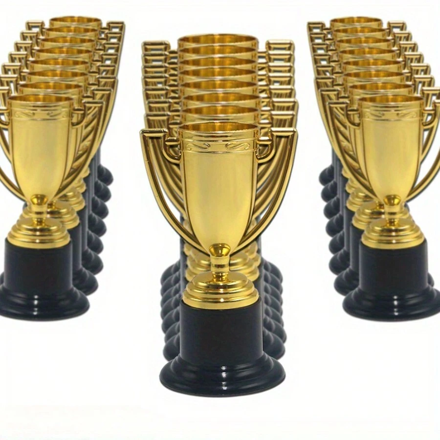 12pcs Party Event Game Honor Gold Small Trophy Mini Fun Awards Plastic Trophy Mini Props, Suitable For Family Gatherings, Events, Parties