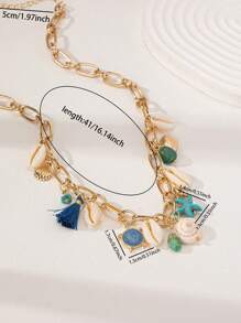 1pc Bohemian Style Starfish Pendant Necklace, Summer Beach Vacation - Multicolor - View 3