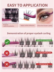 30pcs CC Curl Manga Natural False Eyelashes,Fashion 3D Japanese Cosplay Faux Mink Lashes Dramatic Anime Lashes, Imitation Mink False Eyelashes Sexy Lashes Extension Makeup,Left & Right Clusters Natural Lash Extensions Individual Section Pure Wild Makeup DIY At Party - C - 查看 6