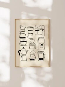 1 件，帆布挂画，带框装饰画，海报，墙壁艺术，咖啡，别致简约咖啡吧帆布艺术 - 厨房、客厅等墙壁装饰 - 美食家礼物生日毕业厨房装饰的完美礼物
