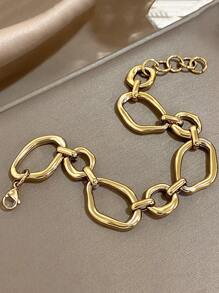 1 pièce Bracelet minimaliste asymétrique en acier inoxydable pour femmes. Bracelet empilable pour la vie quotidienne, les fêtes, les cadeaux de Noël et de bijouterie
