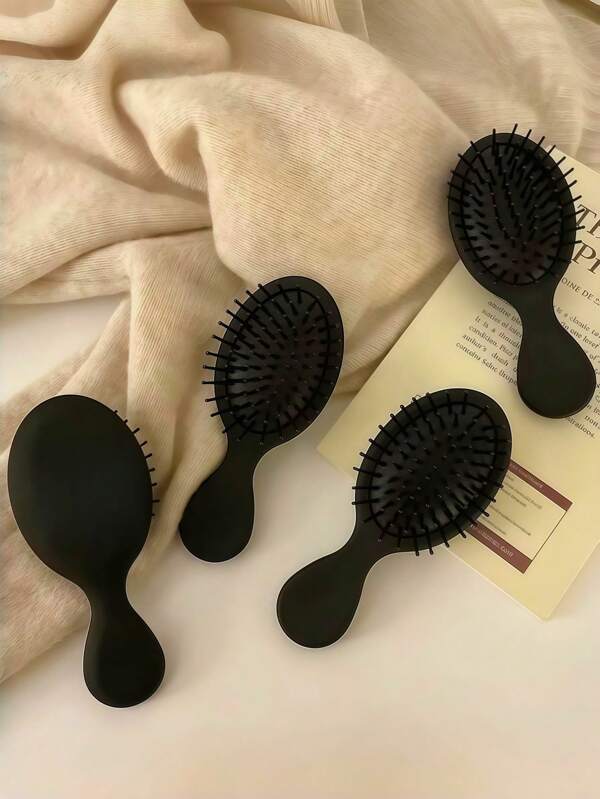 1pc Japanese Style Mini Finishing Hair Comb Set For Normal Hair, Massage Function, Matte Resin Handle, Rubber Bristles - Portable Black Plastic Hair Brushes For Long Hair Styling,Hair Brush,Comb,Hair Tools,Hair Products And Accessories For Barber Salon Beauty Travel Essentials
