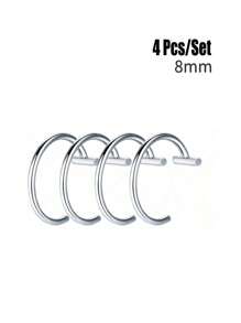 4pcs Fake Nose Rings, Stainless Steel Fake Lip Rings, Nose Clips, C-Shaped Lip Rings, No Piercing Required, Punk Style Body Jewelry, Unisex, Painless Wear