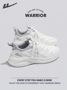 WARRIOR 女款时尚复古运动鞋，春夏轻便舒适透气，跑步鞋风格简约休闲，四季皆宜，耐磨耐穿，适合全天穿着，训练鞋，软底小白鞋 - 白/灰 - 查看 10