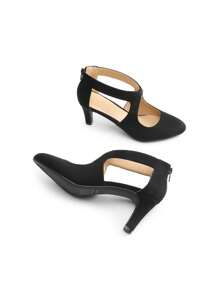 Women's Kitten Heels Solid  Color Pumps Closed Pointed ToeComfortable Elegant Party Wedding Dress Shoes - màu đen - Xem 5