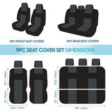 BDK PolyPro Car Seat Covers Full Set In Charcoal On Black – Front And Rear Split Bench For Cars, Easy To Install Cover Set, Accessories Auto Trucks Van SUV