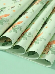 6 pièces Papier cadeau motif animal de la jungle, papier d'emballage anti-poussière thème animaux de la jungle pour bouquets de fleurs, décorations de fête, emballages cadeaux, décoration d'anniversaire, faveurs de fête, convient pour les fleurs, l'artisanat et les décorations
