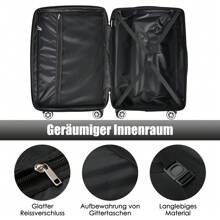 Hard-Shell Suitcase, Rolling Suitcase, Hand Luggage, 4 Wheels, ABS Material, TSA Customs Lock, Black