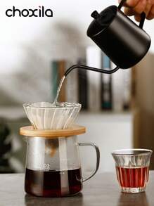 choxila 1 件咖啡壶，高硼硅玻璃咖啡分享壶，带木盖，300 毫升 -500 毫升，适合家庭分享或派对和露营，用于手冲咖啡机的咖啡服务器，咖啡配件，学校用品返校 - 分享壺 - 查看 8