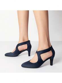 Women's Kitten Heels Solid  Color Pumps Closed Pointed ToeComfortable Elegant Party Wedding Dress Shoes - Màu xanh hải quân - Xem 10