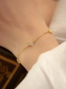 1pc High-End Floral Zirconia Embellished Constellation Bracelet