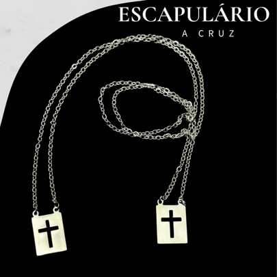 Escapulário A Cruz De Cristo Prateada Amuleto Proteção Símbolo Milagroso Vista A Sua Fé Estilo