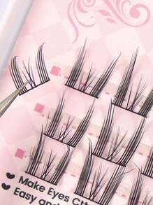 27 Cluster Manga Double Tips False Eyelashes Tower Pointed Wheat Ear False Eyelashes,Slim Black Stem Thick Doll Style Sandwich Devil Style Natural Simulated Eyelashes, For Daily Commute Makeup,Fluffy Slim For Everyday Use Manga Eyelashes, Travel Essentials ﻿ - C - 查看 3