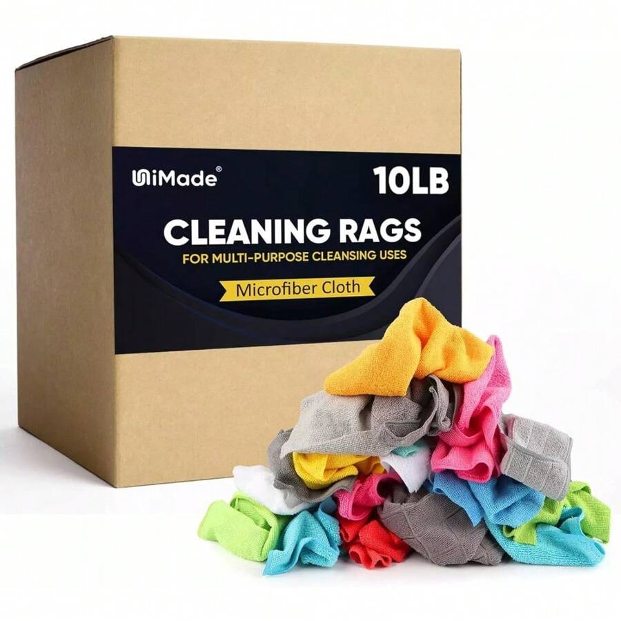 Bulk Pack Of Microfiber Cleaning Rags - 10LB Shop Towels, Over 180 ...