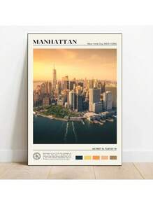 1 pieza Póster de escena de viaje a Nueva York con pintura en lienzo de las Montañas Catskill, Central Park y el Valle del Río Hudson para decoración de oficina y hogar sin marco