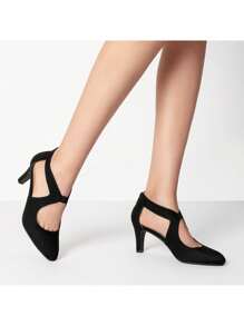 Women's Kitten Heels Solid  Color Pumps Closed Pointed ToeComfortable Elegant Party Wedding Dress Shoes - màu đen - Xem 10