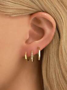 Sterling Silver Geometric Octagon Hoop Earrings Set | Hypoallergenic 14K Gold Plated Huggie Earrings For Women Girls Men | 3 Size Options(12mm,15mm,18mm)  | Fine Jewelry For Party Birthday Gift - Yellow Gold - View 8