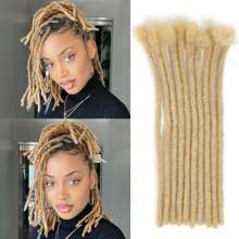 Extensiones para dreadlocks de 8 pulgadas/12 pulgadas, 10 hebras de 0.6 cm de ancho, extensiones de dreadlocks sintéticas de ganchillo en estilo afro rizado, para peinados reggae y hip-hop, extensiones de cabello natural negro para hombres y mujeres para el uso diario - Multicolor - Ver 12