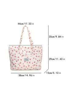 Túi Tote Vải Nhung Đơn Giản Màu Trơn Sức Chứa Lớn - trắng - Xem 4