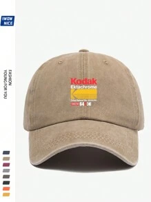 1pc Vintage Korean Style BLACK Film Print Adjustable Casual Baseball Cap, Unisex Retro Trucker Hat, Soft Peak, All Season, Suitable For Leisure, Hiking, Photography, Birthdays, Parties, Holiday & Valentine's Day Gifts