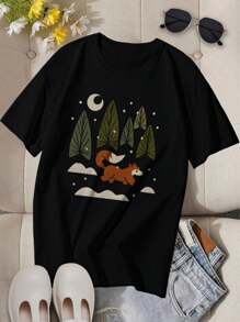 Charming Snowy Evening Fox Women's Women T-Women's Shirt
