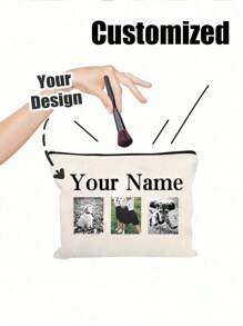 1个定制花卉化妆包，可定制姓名、Logo或独特设计，轻便拉链化妆包，也可作零钱包或笔袋使用，适合购物、约会、度假、旅行、节日、聚会，或作为礼物送给女孩、老师、伴娘，也可作手提包或旅行收纳包。