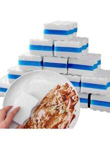 10pcs 1.5 Times Compressed Nano Sponge, Magic Wiping, Not Easy To Break, Multi Functional Household Cleaning Sponge Foam, Kitchen Dishwashing Sponge, Can Be Cut Into Any Size For Use - Suitable For Cleaning Cups, Bowls, Plates, Pans And Other Equipment To Be Cleaned - White - View 3