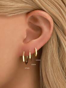 Sterling Silver Geometric Octagon Hoop Earrings Set | Hypoallergenic 14K Gold Plated Huggie Earrings For Women Girls Men | 3 Size Options(12mm,15mm,18mm)  | Fine Jewelry For Party Birthday Gift - Yellow Gold - View 7