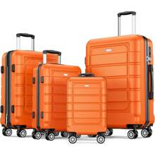 SHOWKOO Luggage Sets Expandable PC+ABS Durable Suitcase Sets Double Wheels TSA Lock 4 Piece Luggage Set Orange - Red - View 10