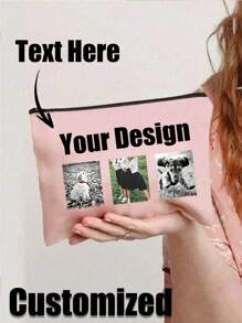 1个定制花卉化妆包，可定制姓名、Logo或独特设计，轻便拉链化妆包，也可作零钱包或笔袋使用，适合购物、约会、度假、旅行、节日、聚会，或作为礼物送给女孩、老师、伴娘，也可作手提包或旅行收纳包。