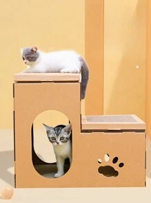Corrugated Paper Cat Scratching Board With Cat Bed/House