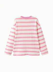 Balabala Tween 女童圆领 T 恤，简单透气的春季穿搭 - 紅色調 - 查看 5