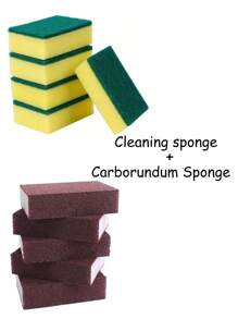 每套 10 件清洁套装、水钻砂纸海绵刷、厨房清洁工具、锅具除锈剂研磨海绵块、多用途金属丝洗碗布、魔术海绵擦、厨房、浴室、家居、家居用品供应商