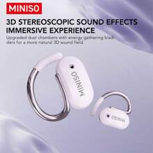 Miniso X68 AI Translation True Wireless Open EarHeadphones, 38Hrs Long BatteryPlaytime For Music Work Earphones, Not In Ear Earbuds For Beige Purple Black