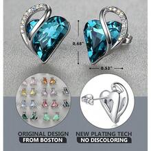 Earrings For Women, Mothers Day Gift For Mom, Heart Birthstone Crystal Stud Earring, Silver Plated Birthday Jewelry - 12b-december-healing Stone for Relaxation-indicolite  Blue - View 3