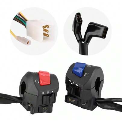 1 par de interruptores de manillar universales de 22 mm, interruptor de control de manillar de motocicleta de 7/8 pulgadas, interruptor de encendido/apagado de faro LED de montaje universal con botón para faros LED de motocross ATV