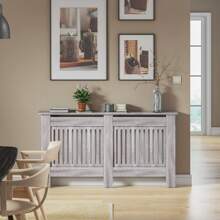 Radiator Cover Heater Cover Cabinet Radiator Shelf MDF Wood Vertical Slat White Grey Radiator Covers Living Room Furniture - Grey - View 6