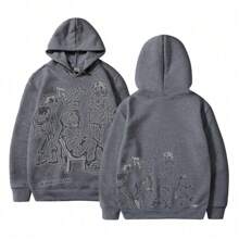 Y2k Graphic Hoodies Streetwear Hoodie Oversized Hooded Sweatshirt Pullover Preppy Hip Hop Fashion Unisex - 深灰色 - 查看 2