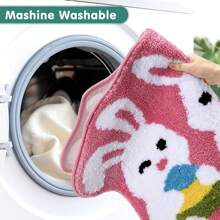 Easter Bath Mat Bunny Egg Non-Slip Mat Washable Rug Absorbent Bathroom Mat For Bedroom Living Room Spring Bathroom Decor