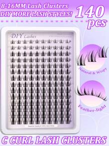 Himirell 140pcs Fairy Lash Clusters C Curl Manga Lashes MIX 8-16mm Wispy Soft Natural Lashes DIY Clusters Individual False Eyelashes, Easy To Wear, Reusable For Daily Makeuplash Clusters,Eyelash Clusters,Individual Eyelashes,Lashes,Fake Lashes - C - View 3