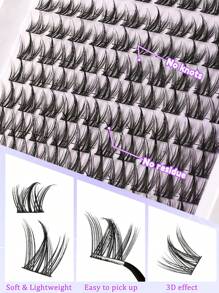 Himirell 140 Stück Manga Wimpernbüschel C-Locken MIX 8-16mm Flaum Natürliche Wimpern zum Selbermachen, Einzelne Falsche Wimpern, Einfach zu tragen, wiederverwendbar, für tägliches Make-up