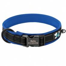 Collar de perro reflectante de nailon con letras personalizadas, suave, cómodo y firme. Collar ajustable antiperrida con tarjeta de identificación personalizada para mascotas